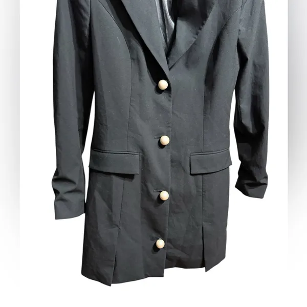 Zara Black Blazer Dress‎ with Pearl Buttons Minimalist Statement Piece - Image 6