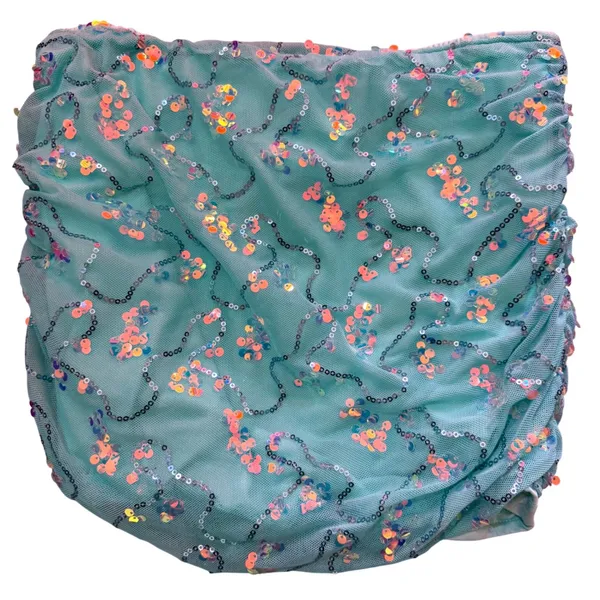 NWT MakeMeChic Aqua Sequin Mesh Micro Skort Mermaid Festival XS - Image 3