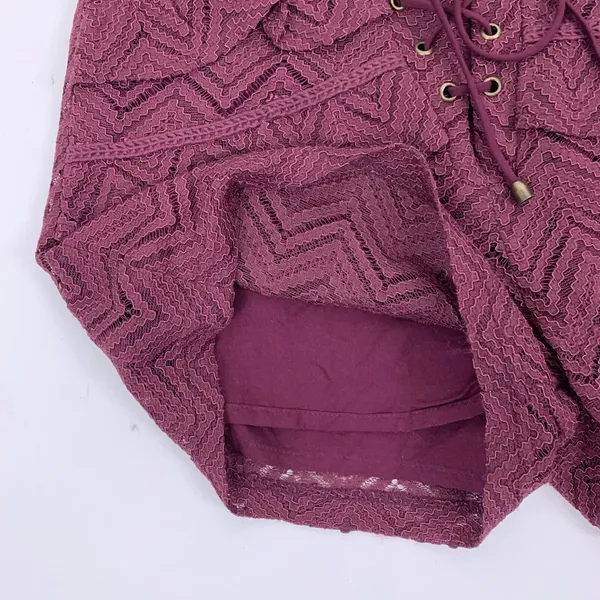 Anthropologie Moon River Shorts Small Maroon Lined Summer Festival Casual - Image 4