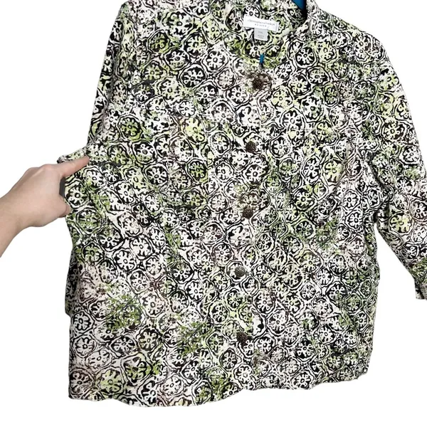 Linen Blend Trellis Print Lightweight Jacket - Image 5