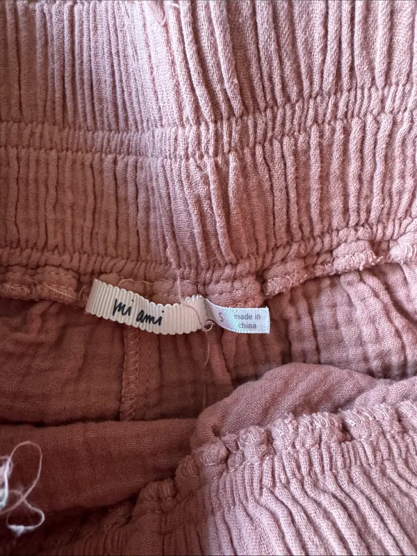 Pink High-Waist Gauze Button Shorts - Image 2