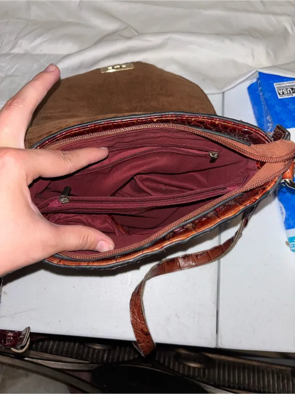 Brahmin Chestnut Croc-Embossed Leather Saddle Crossbody - Image 2