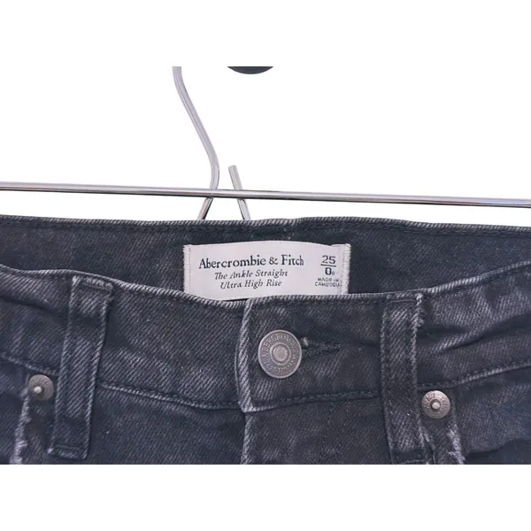 Abercrombie Womens Ankle Straight Ultra High Rise Jeans Size 0 (25) Black Denim - Image 5