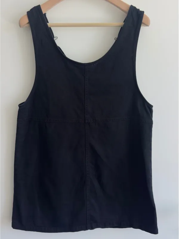 Monki Black Cotton NWOT Overall Mini Dress Pinafore Adjustable Strap Size M - Image 6
