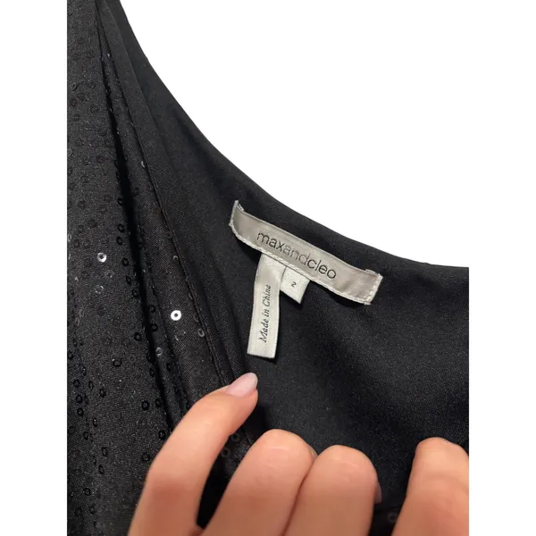 Max and Cleo Women's Black Sequin One Shoulder Mini Dress Size 2 - Image 5