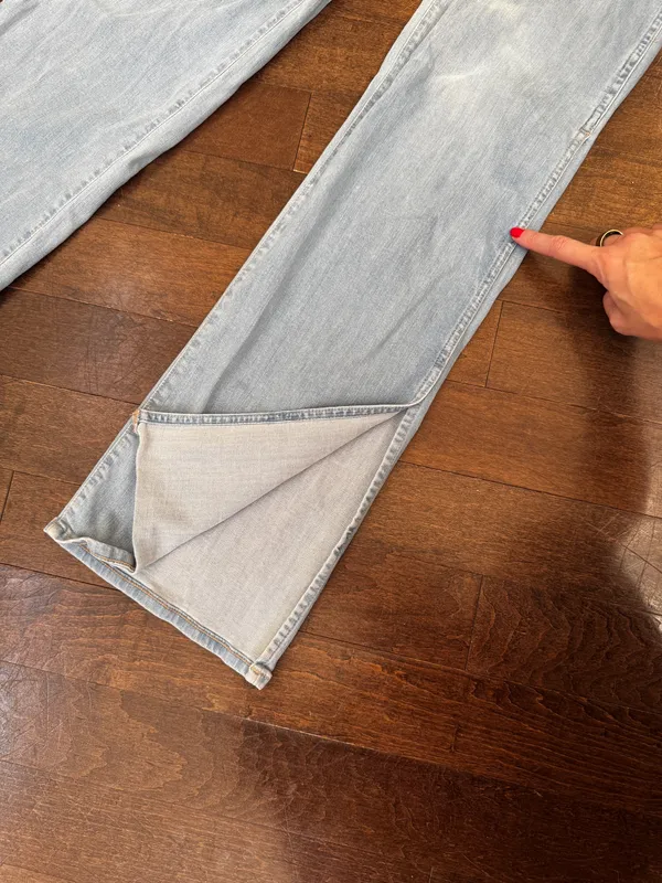 Saks 3x1 NYC light wash side slit flare high waisted stretch jeans - Image 7