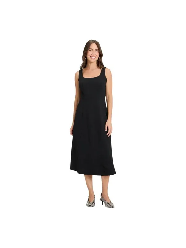 A New Day Ponte Knit Sleeveless Square Neck Midi Dress 94435280 Black L - Image 7