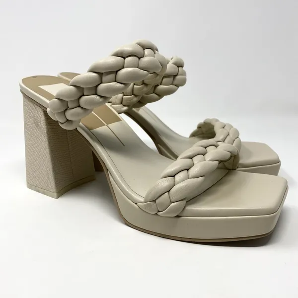 Dolce Vita Ivory Ashby Platform Braided Faux Leather Sandal Block Heels 9.5 - Image 3