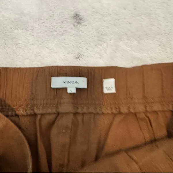 Vince Belted Linen Blend Utility Capri Pants Womens Sz L Brown Cuffed High Rise - Image 7