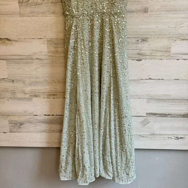 NWT ASOS Embellished Cami Midi Dress in Sage Green Sz4 A-line Fit & Flare Sequin - Image 7