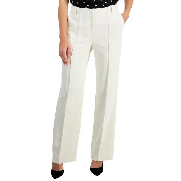 Anne Klein Womens Mid Rise Pintucked Wide-Leg Pants 10895881 Anne White 16 - Image 7