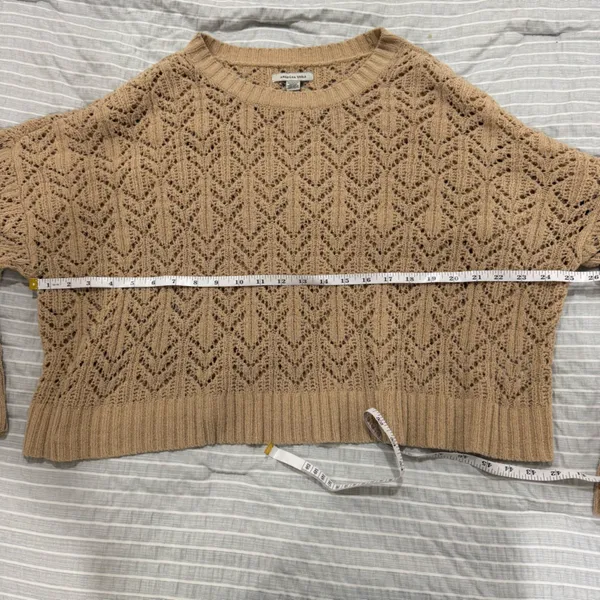 AE American Eagle Cropped Pointelle Crew‎ Neck Sweater XL - Image 4