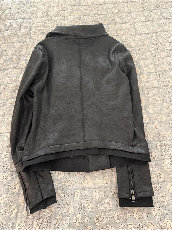 Bohme Black Faux Leather Asymmetrical Zip Moto Jacket - Image 5