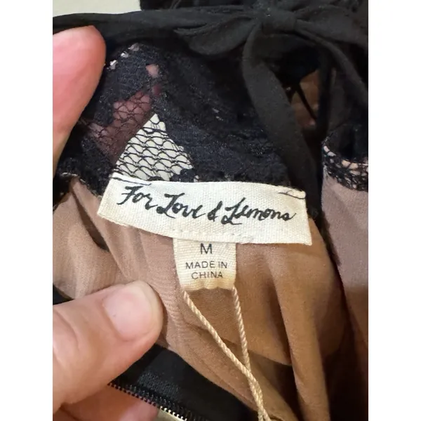 For‎ Love & Lemons Tati Lace Mini Ruffle Dress Black Size Medium Lace Sexy - Image 10