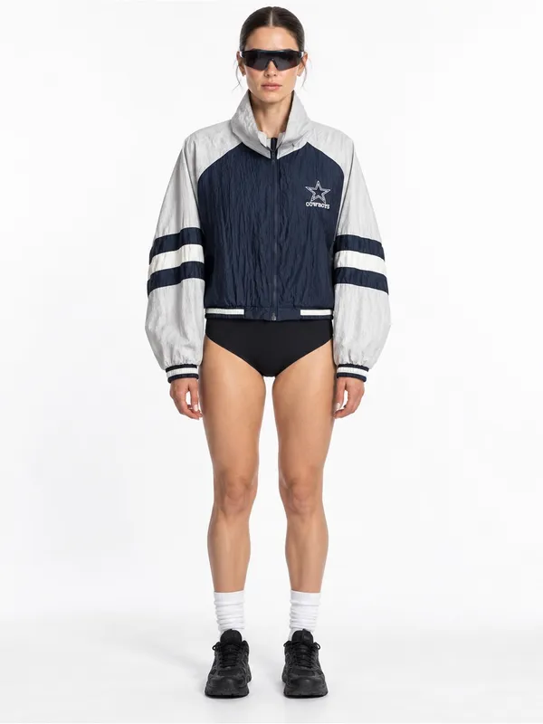 Vintage Locker Line Dallas Cowboys Windbreaker Jacket Navy White L NFL - Image 2