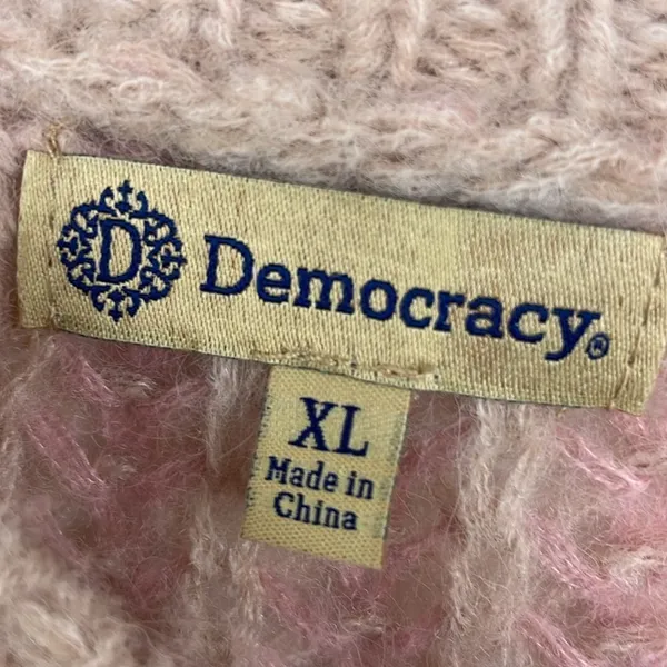 Democracy Chunky Knit V Neck Striped Relaxed Fit Sweater Pullover size XL - Image 6