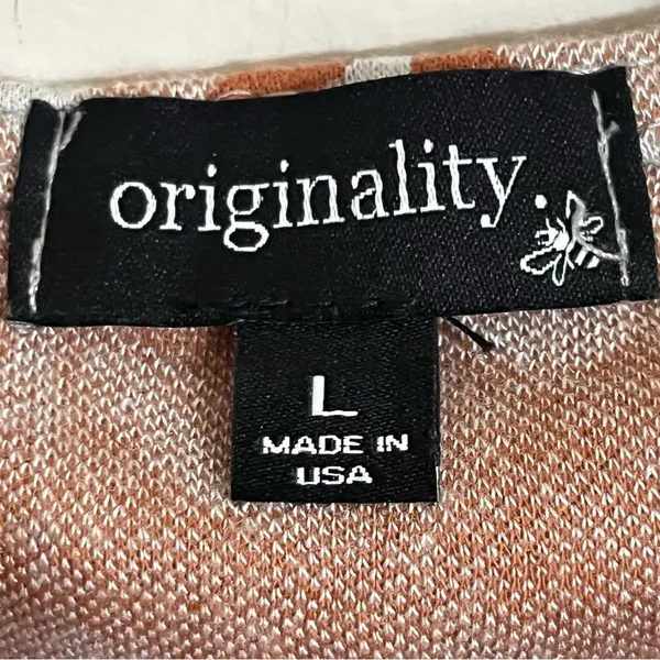Originality‎ Geometric Print Crop Top Sleeveless Tank Rust White Large USA Made - Image 4