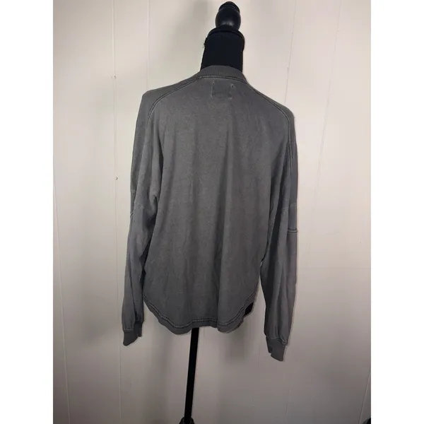 BDG Logan Oversized Cropped Long Sleeve Boxy Henley Top Gray S - Image 4