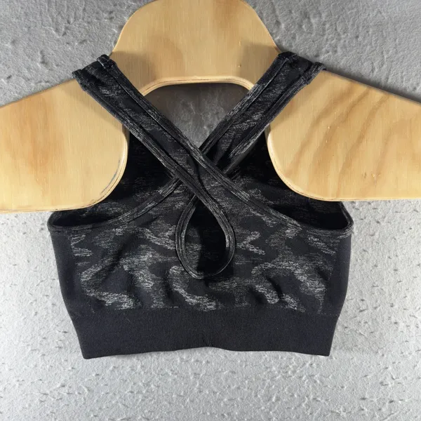 3144 | Everlast Camo Seamless Strappy Back Sports Bra Black Gray Women US 4 S - Image 2