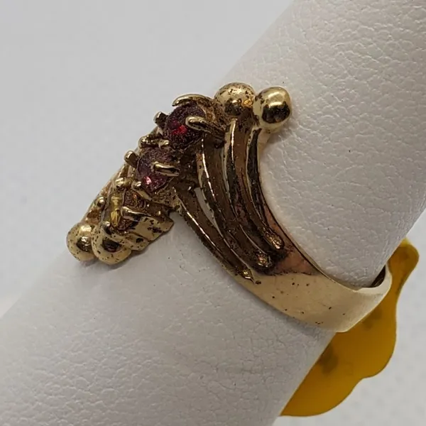NWT Gold Tone, Red, Pink, & Yellow Rhinestone Ring - Image 3