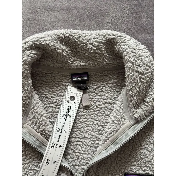 Patagonia Women's Grey Half Zip Jacket Coat Fuzzy Sherpa Size Medium‎ - Image 3