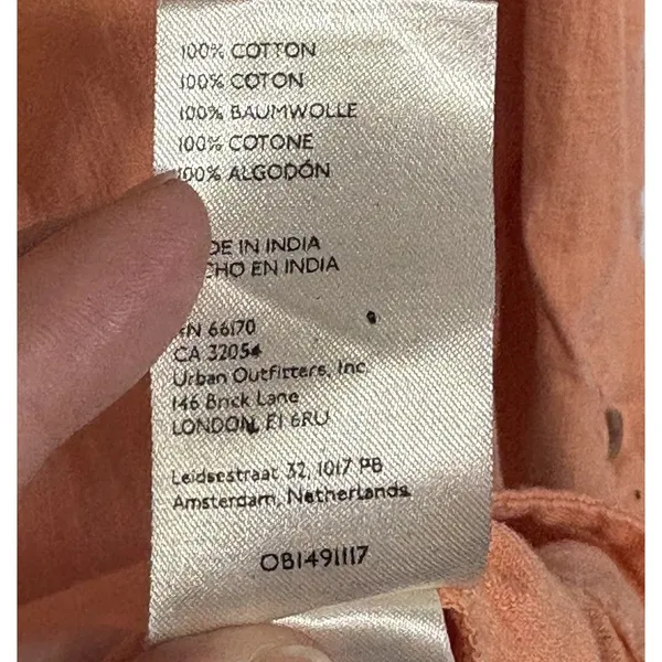 Anthropologie Pilcro Orange Long Sleeve Button Down Shirt Dress Cutout Back Womens Size Med - Image 12