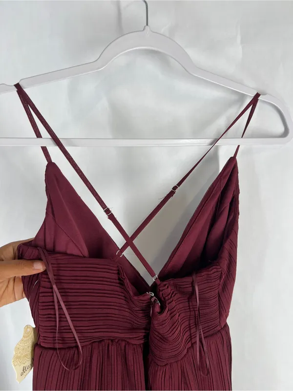 NWT Altar’d State Burgundy Pleated Tiered Mini Dress Size S - Image 13