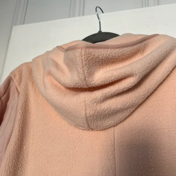 Essentials Golden Logo Sherpa Fleece Hoodie Blush Gold NWT - Image 6