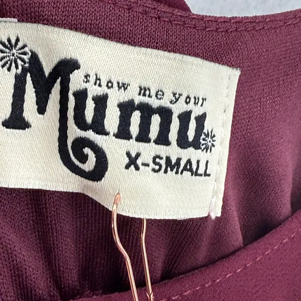 Show‎ Me Your Mumu Caitlin Ruffle Maxi Dress XS Burgundy Merlot Sleeveless - Image 5