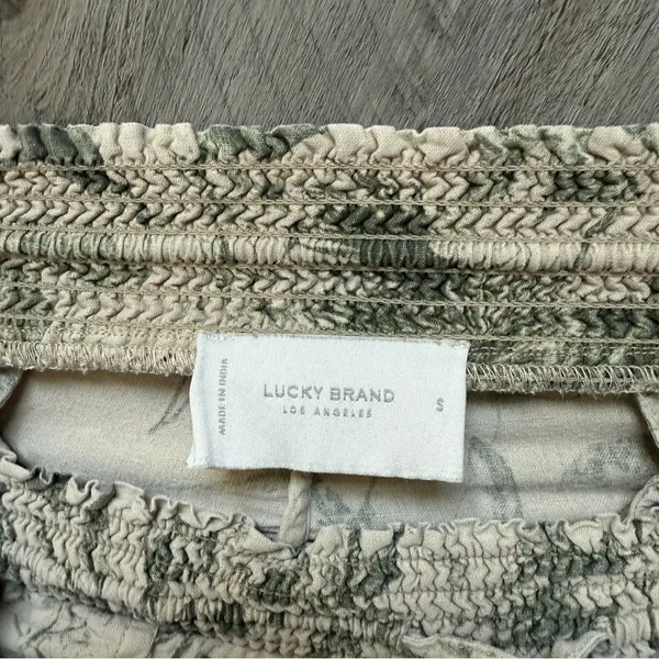 Lucky Brand Joggers Floral Tropical Pull On Small Khaki Green - Image 4