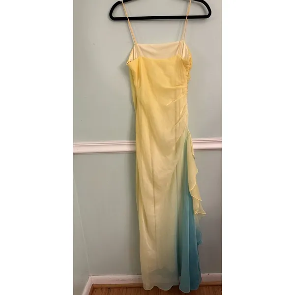 Vtg Yellow Teal Ombre Prom Hoco Dress Fairy Whimsy 5/6‎ Mermaid - Image 3