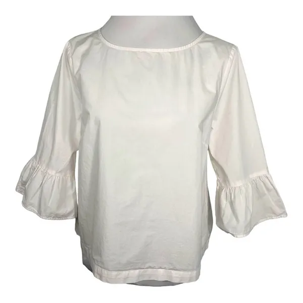 Madewell White Bell Sleeves Poplin Top Blouse M - Image 4