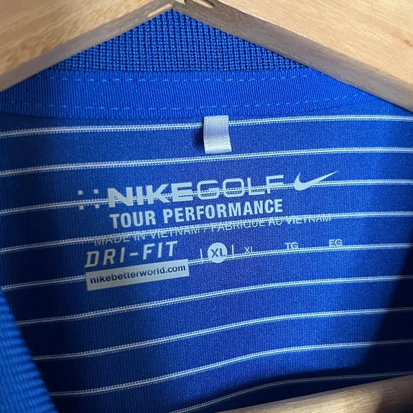 Nike Golf Tour Performance Dri Fit Striped Polo Shirt Blue Womens XL - Image 2