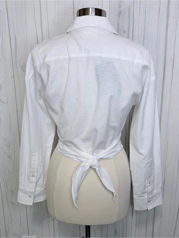 NWT CHASER Portofino‎ White Cotton Cropped Wrap Top, S/M - Image 8