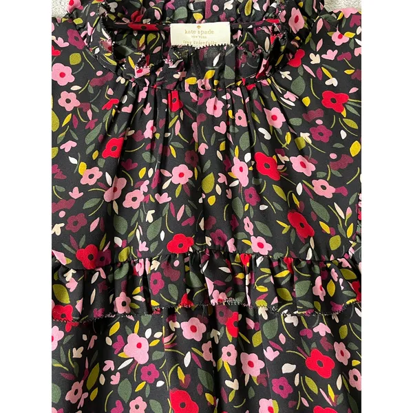 Kate Spade New York Love Colorfully Floral Ruffle Neck Sleeveless Blouse XS - Image 2