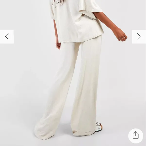 Nwt Boohoo Linen Mix Relaxed Fit Wide Leg Trousers Us10 - Image 4