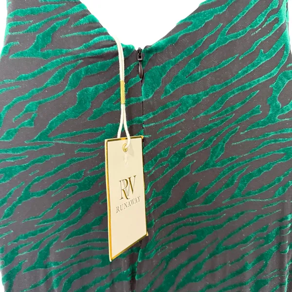 Runaway Lionell Emerald Green Zebra Stripe Backless Maxi Dress Sz 8 / L NEW Tags - Image 6