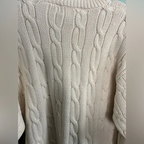 VTG Cotton Traders Women’s Cotton Oversized Cream Cable Knit Crew Sweater Sz L - Image 6