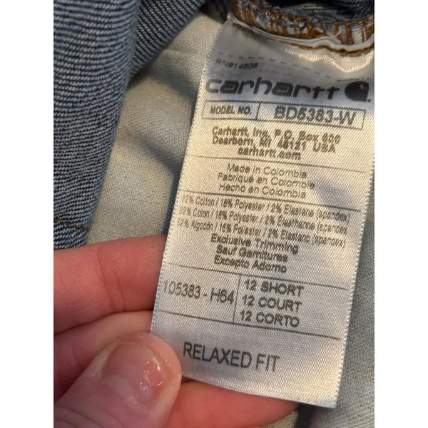 Carhartt Relaxed Fit Womens Denim Jeans Size 12 Short Made In Colombia - Image 7