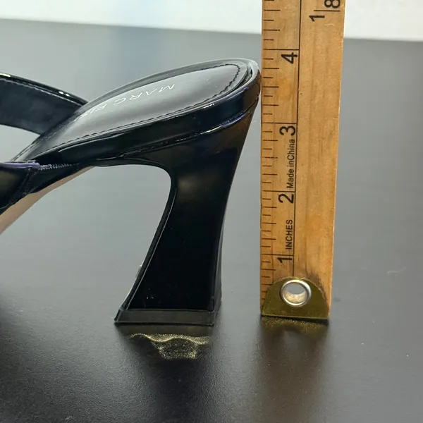 Marc Fisher Black Patent Square Toe Heeled‎ Slide Sandals Womens 8 M Zasha - Image 11