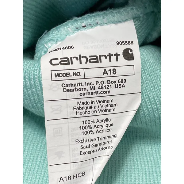 Carhartt Womens BlueLogo Cuffed Winter Snow Bonnet Beanie Cap Hat One Size - Image 2