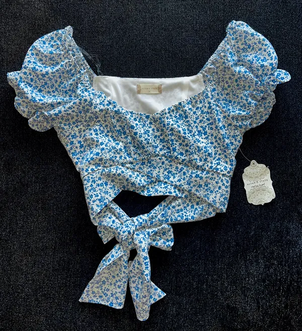 Altar'd State Blue Wrap Floral Top - Image 6