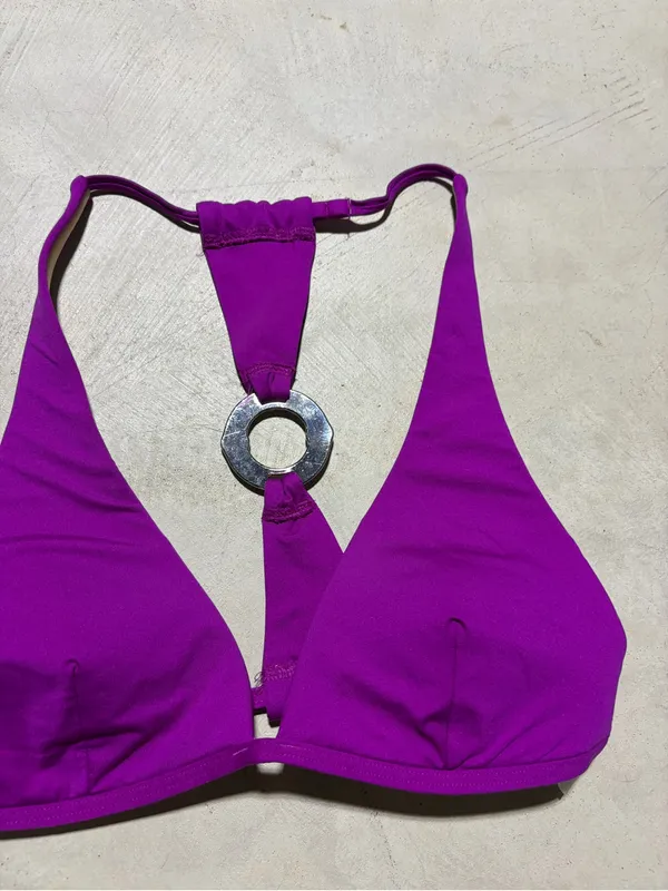 Victoria’s secret swim Purple Triangle Halter Bikini Top with Center Ring medium - Image 5