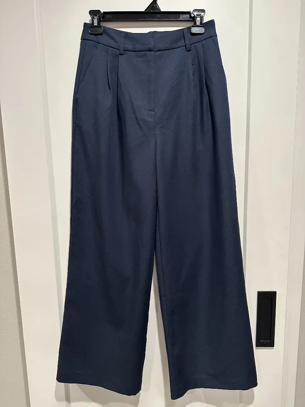 COMMENSE NWT Dark Navy Pleated Wide Leg Trousers Pants Size S - Image 2