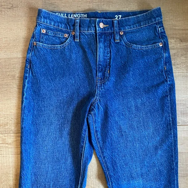 J.Crew Full Length Demi Boot Medium Wash Jean Size 27 or 4 raw hem - Image 7