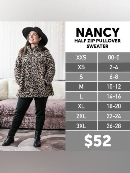 LuLaRoe Nancy Black and White Buffalo Check Fuzzy Half Zip Sweater - Image 5