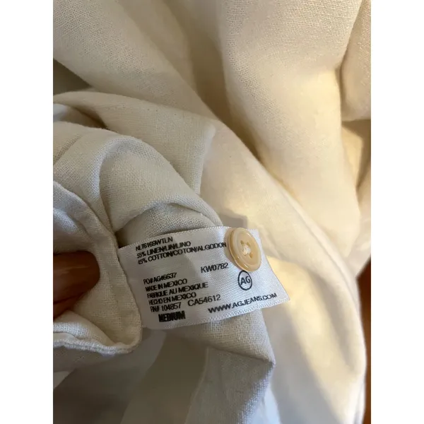 ADRIANO GOLDSCHMIED Libby Button Back Midi Dress w Pockets LINEN White Medium M - Image 10