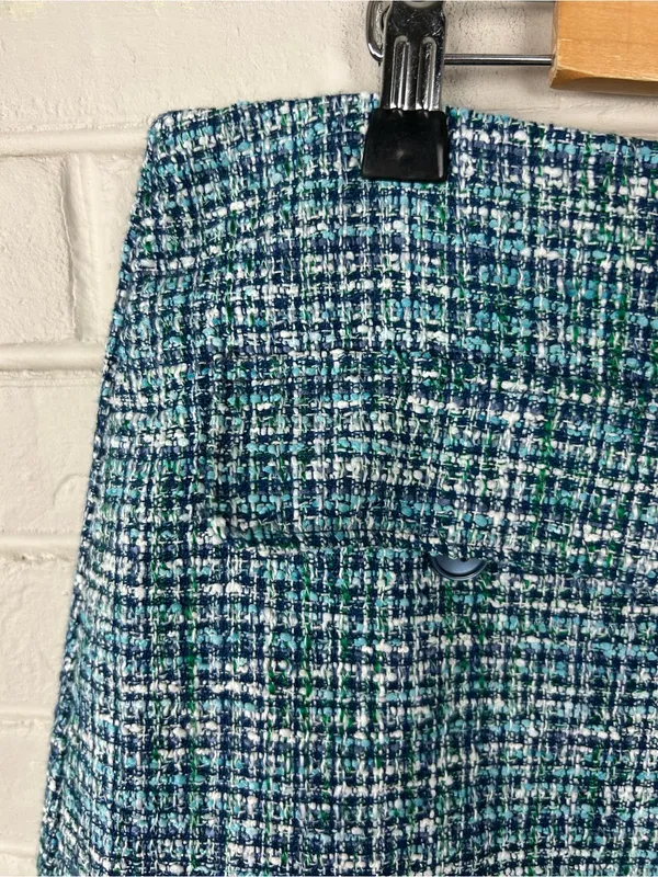 LOFT Blue Green Tweed Skirt Size 14 - Image 7