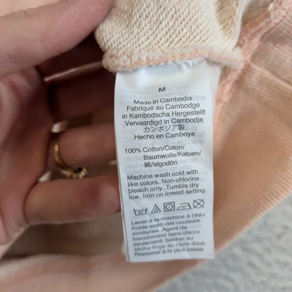 J.Crew Portsmouth NH Compass Graphic Sweatshirt Peach Cotton Terry AJ780 Women M - Image 5