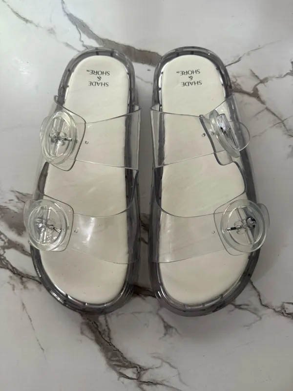 Shade & Shore Women’s Clear Jelly Double Buckle Slide Sandals – Waterproof Beach Pool Slides - Image 3